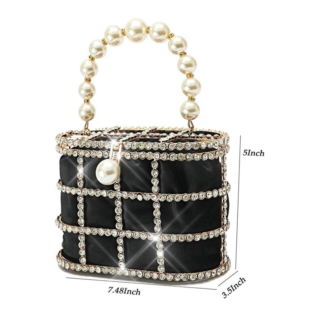 NEW Sparkling Bling Swarovski Crystal Pearl Clutch Purse Bag: Beige + FR… - Picture 13 of 17